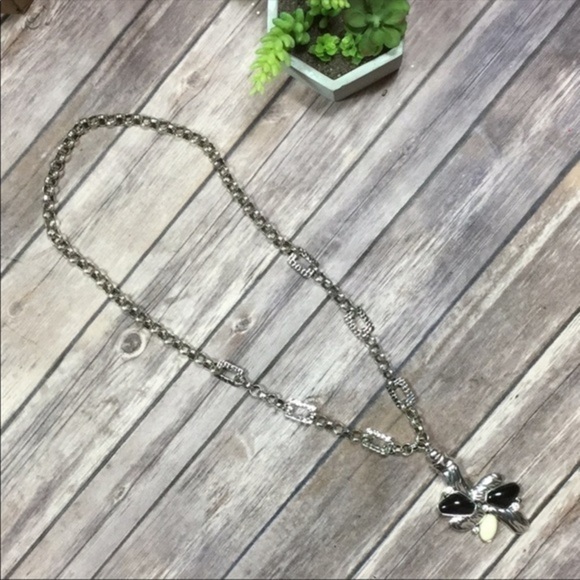 Abstract Long silver color statement necklace - Picture 2 of 3